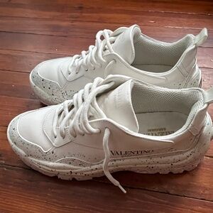 Valentino Garavani Gumboy Paint-Splatter Leather Lace Up Sneakers Shoe 38